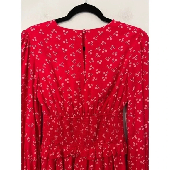 Finders Keepers‎ Frida Dress Women’s Size XS Red Ditsy Doo Smocked Floral Mini - Picture 7 of 14